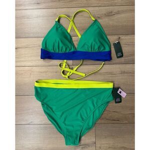 Wild Fable 1X Women's Color‎ Block Bikini Top Bottoms Stretchy Fabric NWT